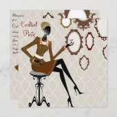 Invitation Boutique chic Soirée Cocktail en damas (Devant / Derrière)