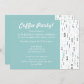 Invitation Boutique de café Blue/ Café ouverture d'invitation (Devant / Derrière)