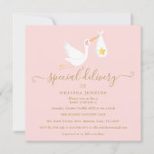 Invitation Boutique de livraison spéciale Baby shower rose (Devant)