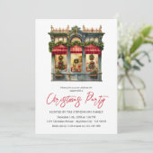 Invitation Boutique de Noël Elégante Fête Rouge Blanc (Debout devant)