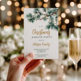 Invitation Boutique de pin vert Gold Lights Noël