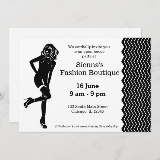 Invitation Boutique mode (Devant / Derrière)