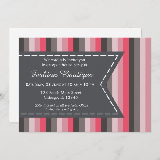Invitation Boutique mode (Devant / Derrière)