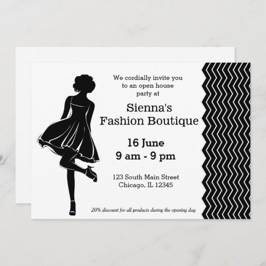 Invitation Boutique mode (Devant / Derrière)
