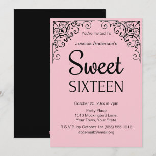 Invitation Boutique Parisienne Sweet sixteen noir rose