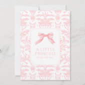 Invitation Bouton arc rose mou en damas baby shower (Dos)