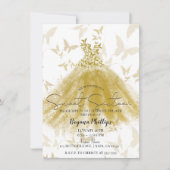 Invitation Bouton Danse Or Robe Étincelle Douce 16 Partie (Devant)