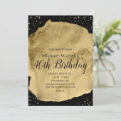 Invitation Bouton d'aquarelle or sur noir (Debout devant)