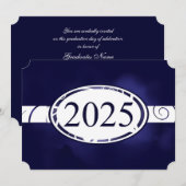 Invitation Bouton floral bleu et blanc 2025 Card (Devant / Derrière)
