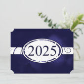 Invitation Bouton floral bleu et blanc 2025 Graduation Party (Debout devant)
