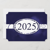 Invitation Bouton floral bleu et blanc 2025 Graduation Party (Devant)
