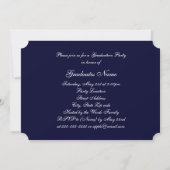 Invitation Bouton floral bleu et blanc 2025 Graduation Party (Dos)