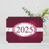 Invitation Bouton floral bordeaux et blanc 2025 Card (Debout devant)