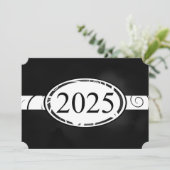 Invitation Bouton floral noir et blanc 2025 Graduation Party (Debout devant)
