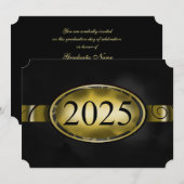 Invitation Bouton floral noir et or 2025 Card (Devant / Derrière)