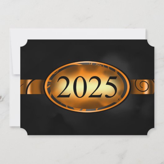 Invitation Bouton floral orange et noir 2025 Card (Devant)