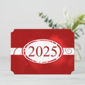 Invitation Bouton floral rouge et blanc 2025 Card (Debout devant)