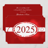 Invitation Bouton floral rouge et blanc 2025 Card (Devant / Derrière)