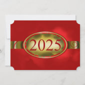 Invitation Bouton Floral Rouge et Or 2025 Graduation Party (Devant)