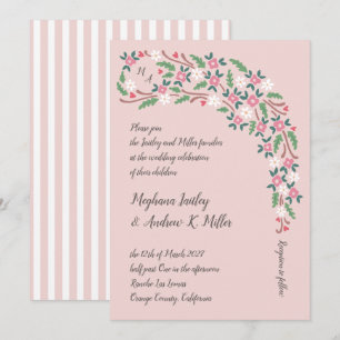Invitation Bouton floral rustique avec Monogramme