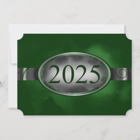 Invitation Bouton floral vert et argent 2025 (Devant)