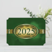 Invitation Bouton Floral Vert et Or 2025 Graduation Party (Debout devant)