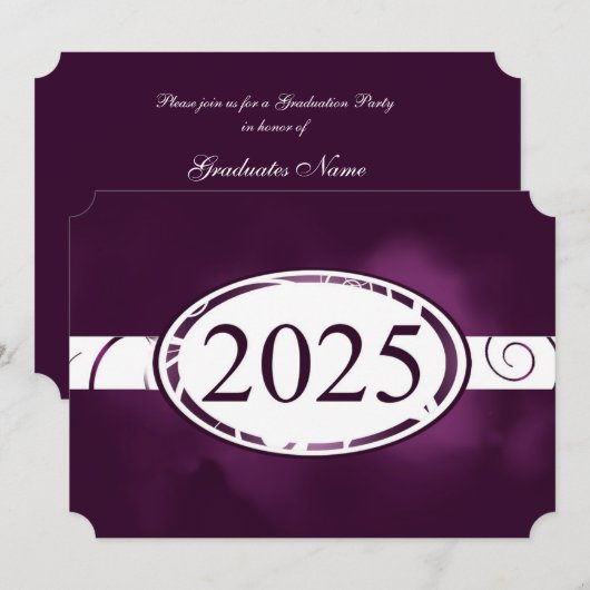 Invitation Bouton Floral violet et blanc 2025 Graduation Part (Devant / Derrière)