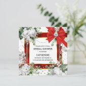 Invitation Bouton rouge blanc parties scintillant verte diama (Debout devant)