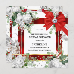 Invitation Bouton rouge blanc parties scintillant verte diama