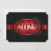 Invitation Bouton rouge et noir floral 2025 Graduation Party (Devant)