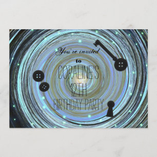 Invitation Bouton Yeux & Skeleton Key Autre World Party