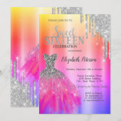 Invitation Boutons de Parties scintillant adorables, Habillem (Devant / Derrière)