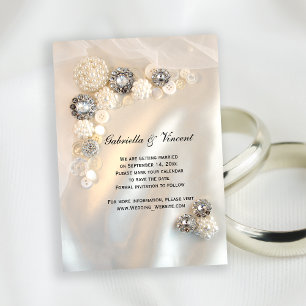 Invitation Boutons Diamond Pearl Blanc Mariage Enregistrer la