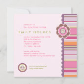 Invitation Boutons Retro Boutons Baby shower rose (Dos)