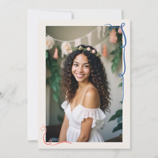 Invitation Boutons rose bleu rubans illustrations Douche nupt (Dos)