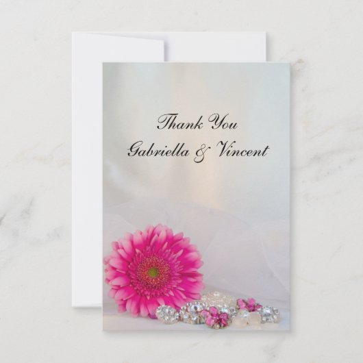 Invitation Boutons rose Gerber Daisy Mariage Merci Note (Devant)