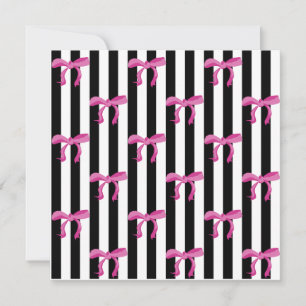 Invitation Boutons roses sur bandes noires et blanches