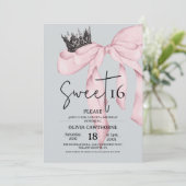Invitation Bow 16th Birthday ⎮Modern Pink Sweet 16 (Debout devant)