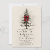 Invitation Bow A Merry Little Christmas Baby Shower (Devant)