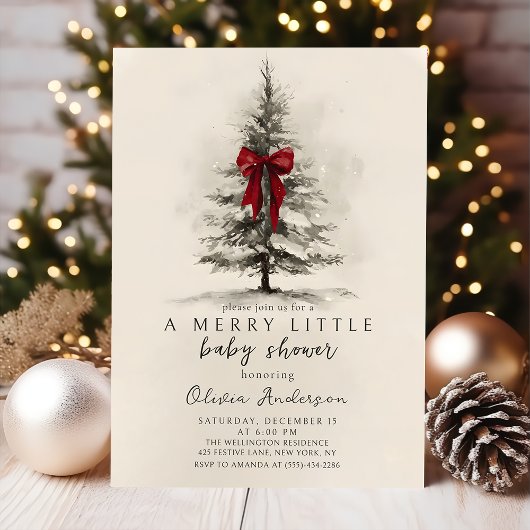 Invitation Bow A Merry Little Christmas Baby Shower