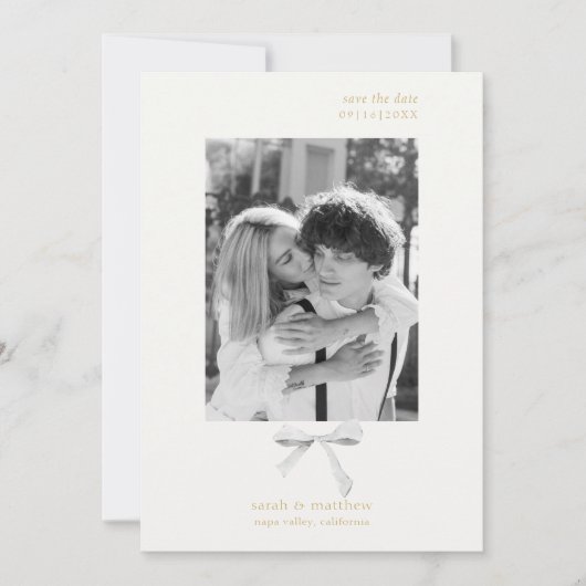 Invitation Bow à ruban simple et chic | Désactivé blanc Enreg (Devant)