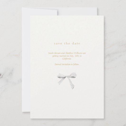 Invitation Bow à ruban simple et chic | Désactivé blanc Enreg (Dos)