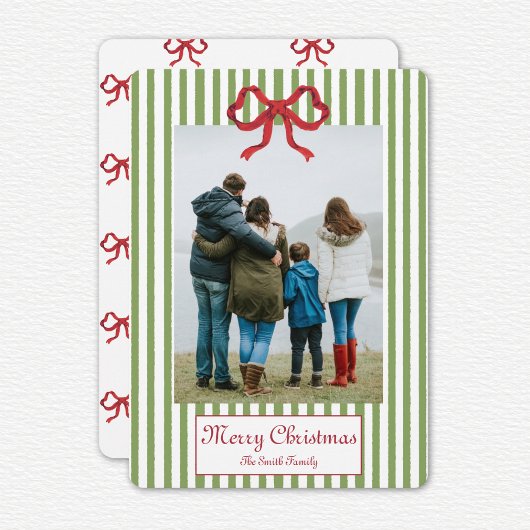 Invitation Bow And Stripes Christmas Card