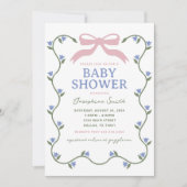 Invitation Bow avec Baby shower de vigne à fleurs (Devant)