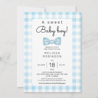 Invitation Bow Baby Boy Douche