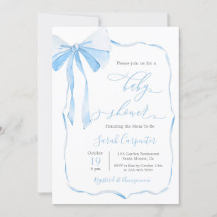 Invitation Bow Baby shower Boy