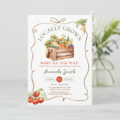 Invitation Bow Baby shower de légumes frais de marché cultivé (Debout devant)