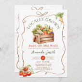 Invitation Bow Baby shower de légumes frais de marché cultivé (Devant / Derrière)