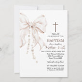 Invitation Bow Baptism Girl (Devant)