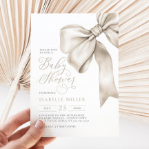 Bow beige Baby shower neutre genre